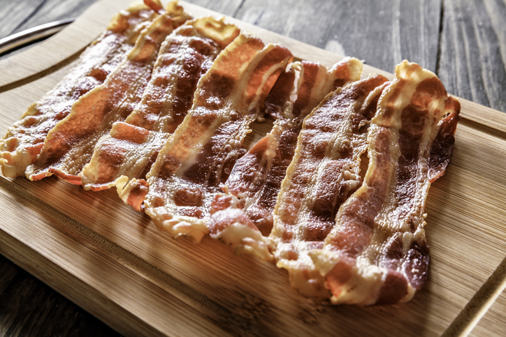 bacon on cutting board