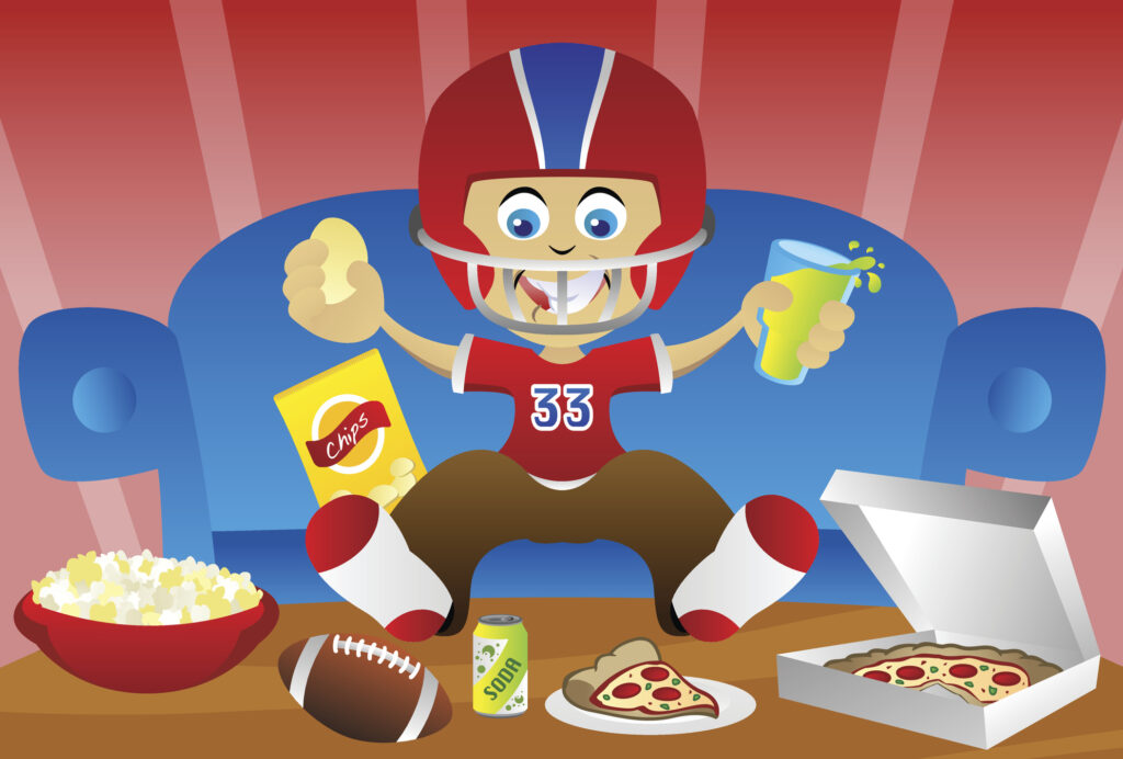 Football Fan with snacks